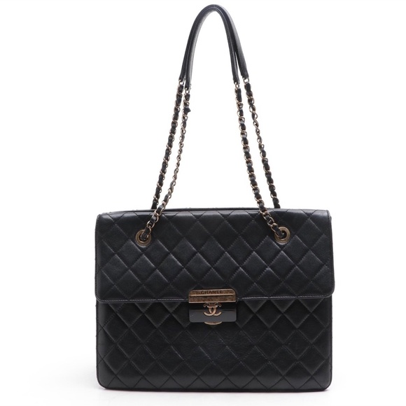 CHANEL Lambskin Quilted Beauty Lock Tote Leather Flap Medium Handbag Purse - Picture 8 of 15